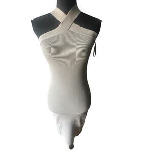 Babaton Sculpt Knit Criss Cross Halter Dress – Size M